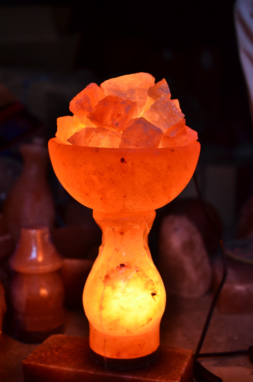 Himalayan Salt Bowl Lamp with Natural Crystal Chunks